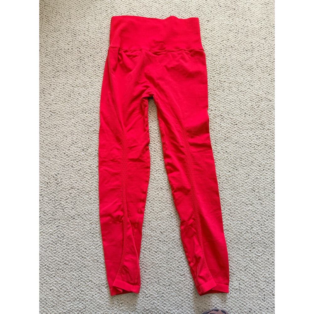 Free People FP Movement Leggings M/L Muted Coral High Rise Ribbed Waist - Picture 7 of 9